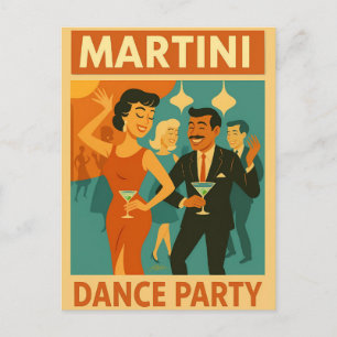 Carte Postale Soirée Dansante Martini du Milieu du Siècle
