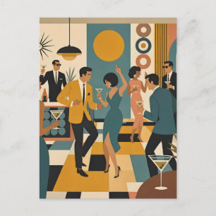 Carte Postale Soirée Dansante Martini du Milieu du Siècle