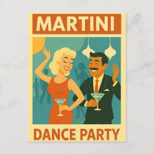 Carte Postale Soirée Dansante Martini Milieu de Siècle