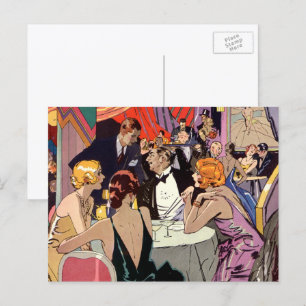 Carte Postale Soirée de cocktail Art Déco vintage dans une boîte