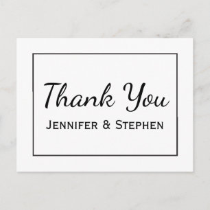 Carte Postale Soirée de mariage minimaliste en Merci noir et bla