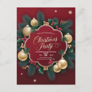 Carte Postale Soirée de Noël élégante avec ornements festifs