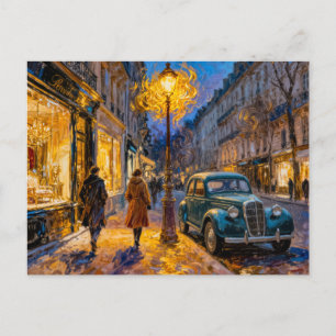 Carte Postale Soirée de ville automnale impressionniste avec atm
