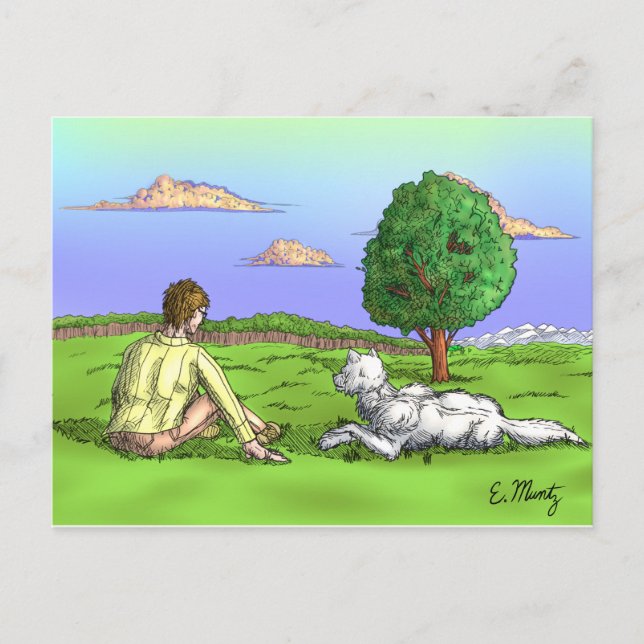 Carte Postale Soirée d'été, le soleil à leurs sacs (Devant)