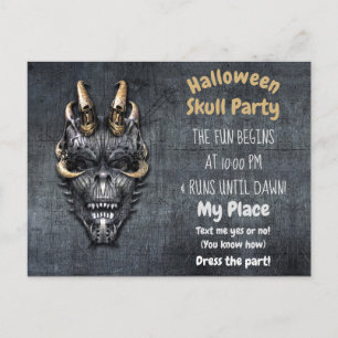Carte Postale Soirée d'Halloween du crâne gothique