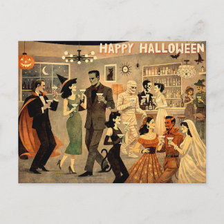 Carte Postale Soirée Martini Halloween Rétro Milieu de Siècle 40