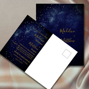 Carte Postale Soirée Sky Astral Gold Stars Mariage bleu