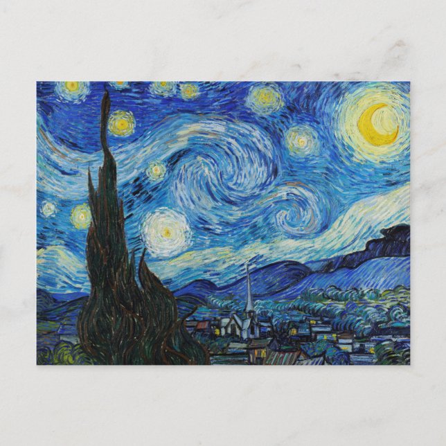 Carte Postale Soirée Van Gogh Starry. Impressionnisme art vintag (Devant)
