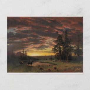 Carte Postale Soirée vintage de peinture de Bierstadt dans les P