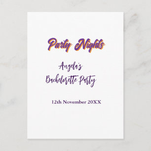 Carte Postale Soirées de fête nom de la fête de bachelorette dat