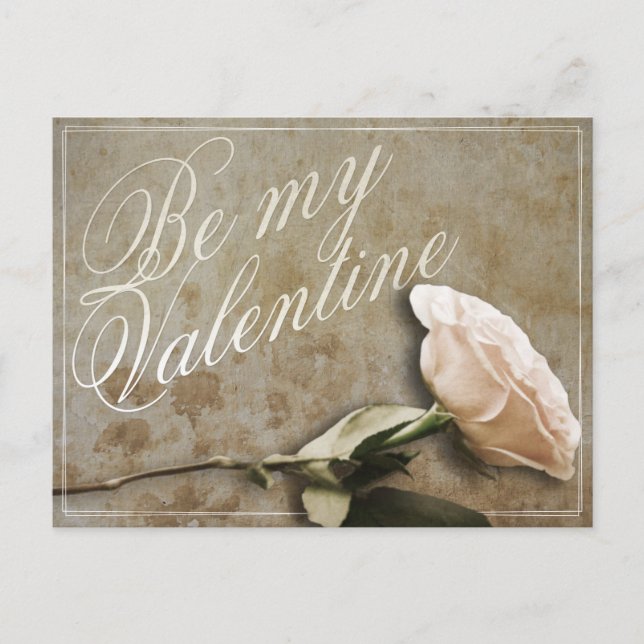Carte Postale Sois mon Valentin avec Rose (Devant)