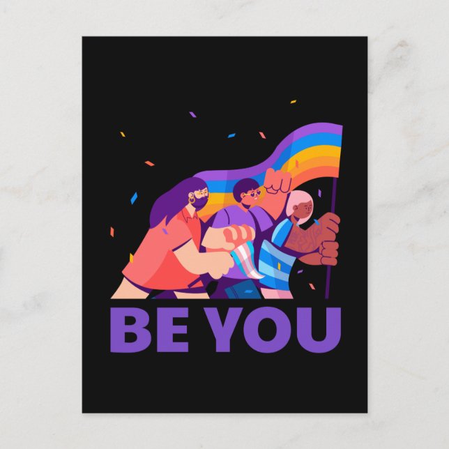 Carte Postale Sois toi. LGBT+Pride. drapeau arc-en-ciel (Devant)