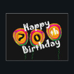 Carte Postale soixante-dixième Ballons colorés d'anniversaire<br><div class="desc">Ces ballons personnalisables de couleur font une carte postale d'anniversaire d'amusement.  Ajoutez l'année !</div>