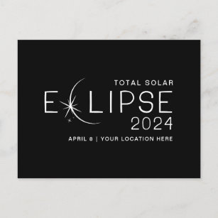 Carte Postale Solar Eclipse 2024 Lieu personnalisé Commémoratif