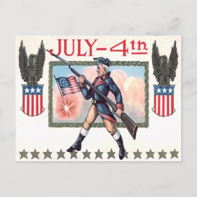Carte Postale Soldat de la guerre d'indépendance Bouclier du dra (Devant)