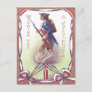 Carte Postale Soldat de la guerre d'indépendance Feux d'artifice