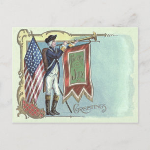 Carte Postale Soldat de la guerre révolutionnaire Drapeau améric