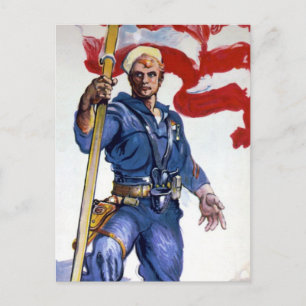 Carte Postale Soldat de la marine de la rétro Patriotic Combat M