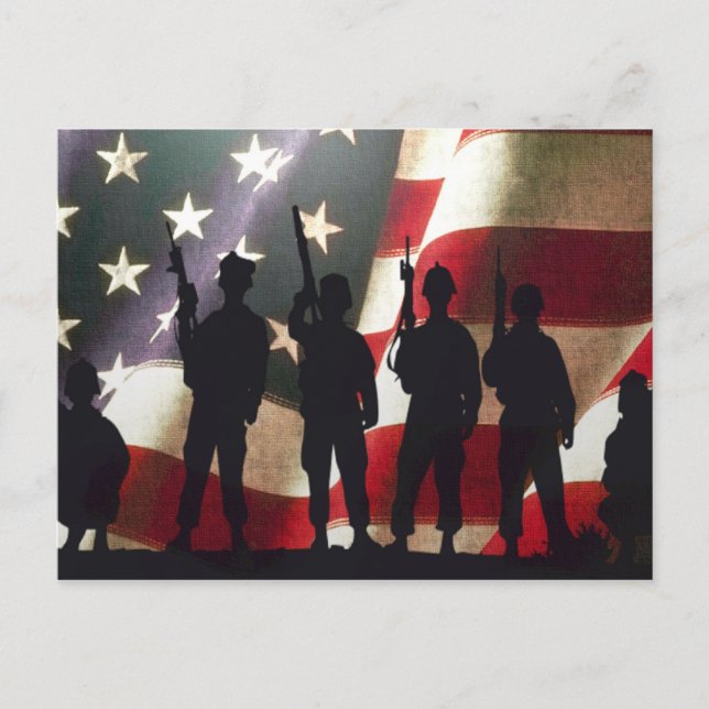 Carte Postale Soldat militaire patriotique Silhouette (Devant)