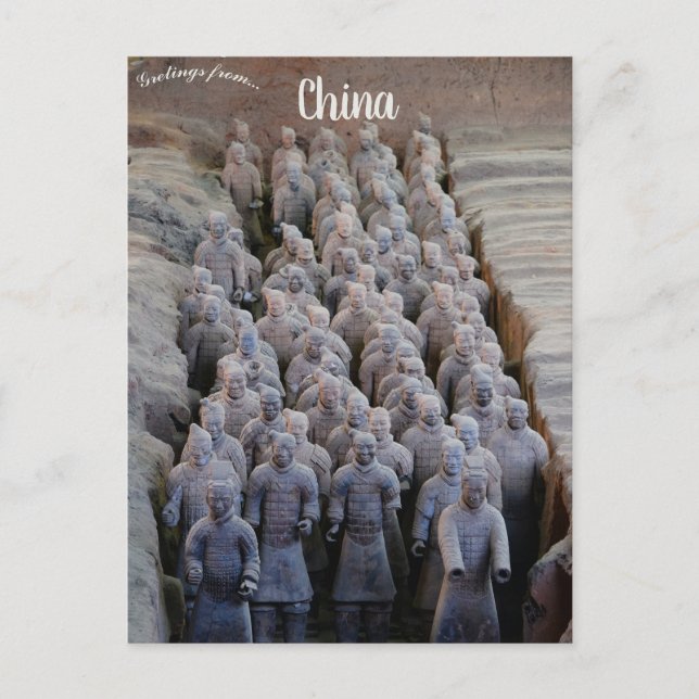 Carte Postale Soldats de Terre Cuite près de Xian Chine (Devant)
