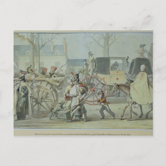 Carte Postale Soldats Français Blessés Entrant À Paris (Devant)