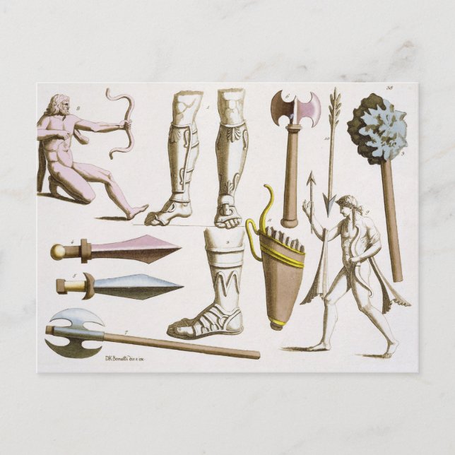 Carte Postale Soldats grecs, armes et armures, plaque 38 de 'Le (Devant)