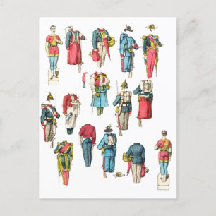 Carte Postale soldats militaires miniatures coupures de poupée e