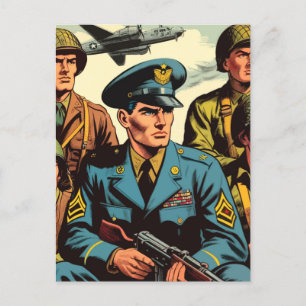 Carte Postale Soldats vintages Comics militaires