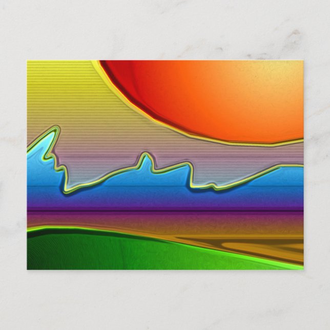 Carte Postale Soleil Abstrait sur l'art des vagues (Devant)