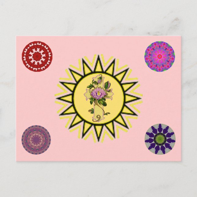 Carte Postale Soleil avec croix (Devant)