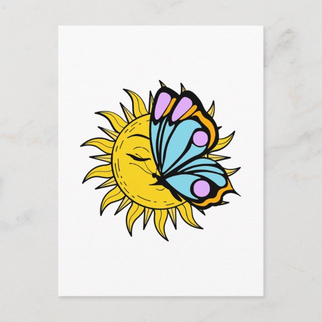 Carte Postale Soleil céleste à papillon (Devant)