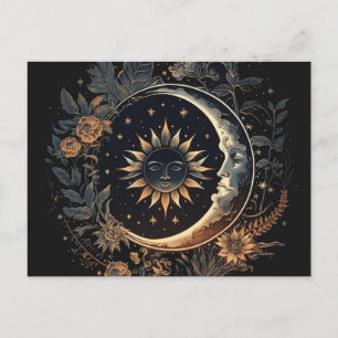 Carte Postale Soleil céleste et lune imprimable