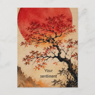 Carte Postale Soleil cramoisi sur l'Arbre de Vie