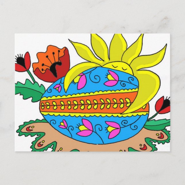 Carte Postale Soleil de printemps et Pysanka (Devant)