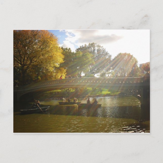 Carte Postale Soleil et bateaux, pont Bow, Central Park (Devant)