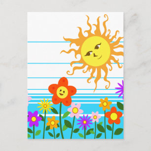 Carte Postale Soleil et fleurs
