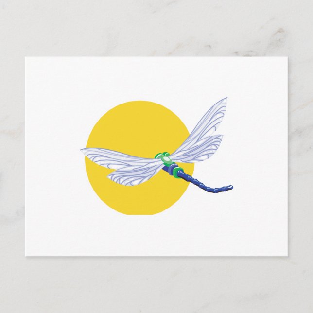 Carte Postale soleil et libellule dessin (Devant)