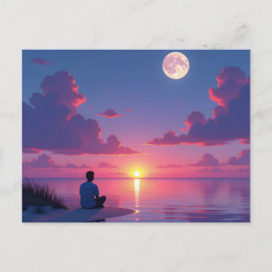 Carte Postale Soleil et lune