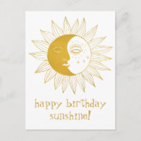 Soleil et Lune Joyeux Anniversaire PERSONNALISÉ Or