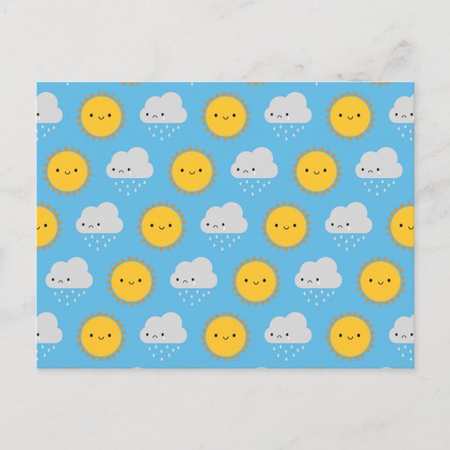 Carte Postale Soleil et pluie Kawaii (Devant)