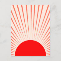 Soleil et rayons solaires rouges minimalistes