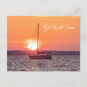 Carte postale "Soleil levant sur voilier" Prompt r