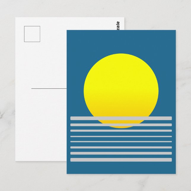 Carte Postale Soleil orange Abstrait et paysage marin (Devant / Derrière)