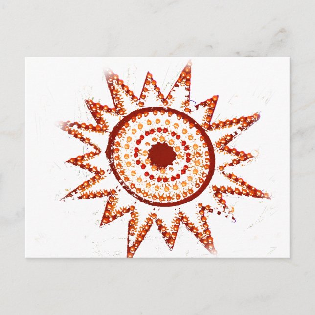Carte Postale Soleil rouge dans la coupe de grunge (Devant)