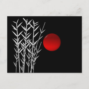 Carte Postale Soleil rouge noir blanc zen