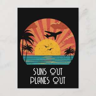 Carte Postale Soleil Sortant Planes, Coucher de soleil Vintage r