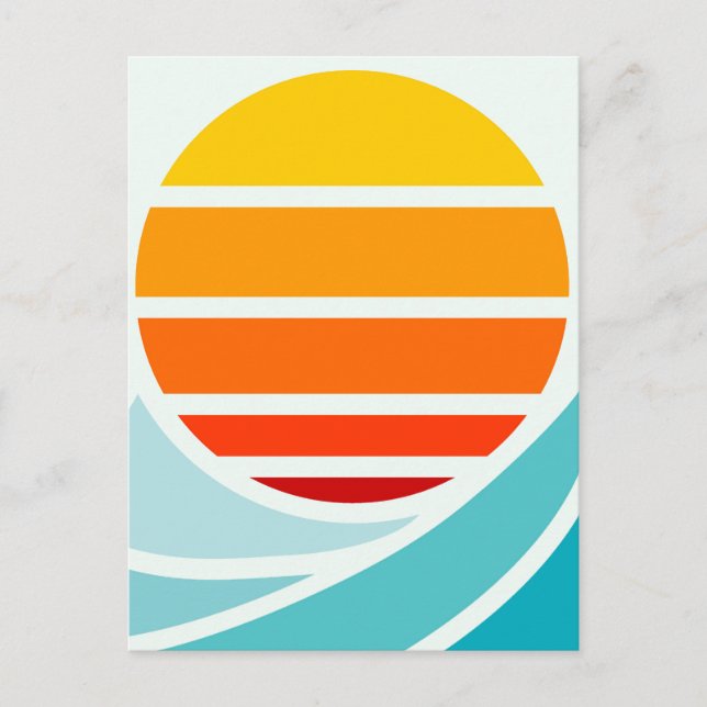 Carte Postale Soleil sur les vagues océaniques, moderne (Devant)
