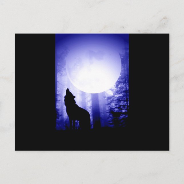 Carte Postale Solely Wolf Howling at Moon (Devant)