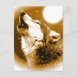 Carte Postale Solely Wolf Howling at Moon