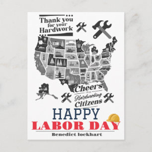 Carte Postale Solidarité Travailleur Unité Fête du Travail avec